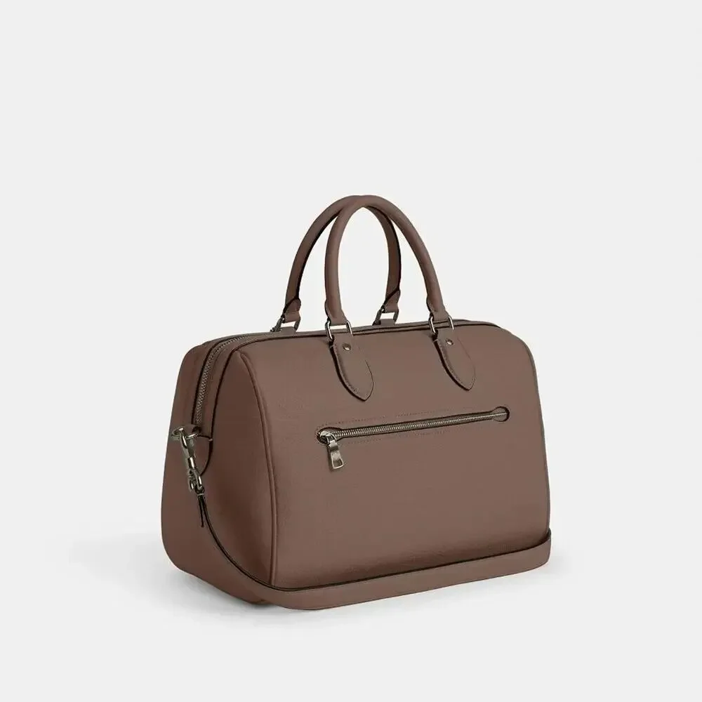 B6-005Coach Rowan Large Satchel Bag Crossbody In Leather/QB/Dark Stone CV960 NWT